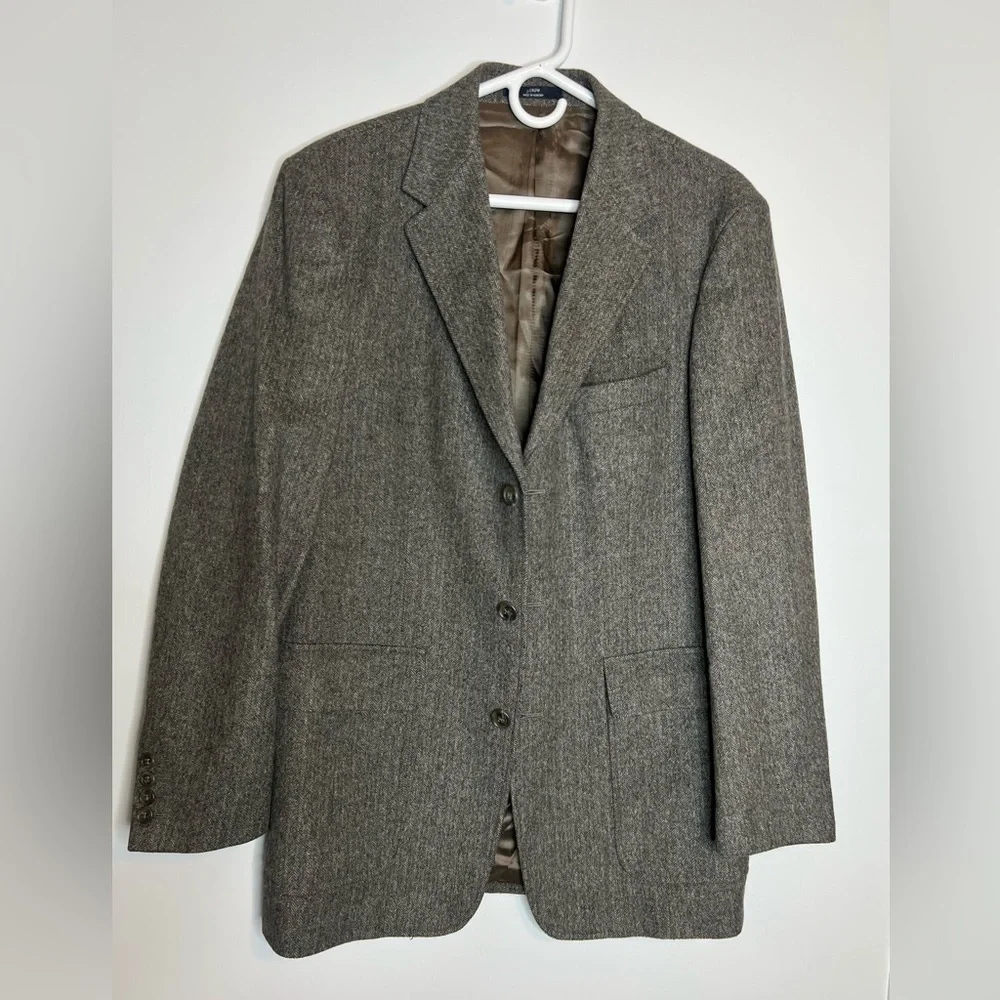 J.Crew Wool Blazer Men’s 39R Tweed / Herringbone Sports Coat Jacket In Brown - Picture 2 of 13